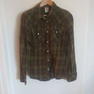 True Religion Plaid Green Button Down Shirt